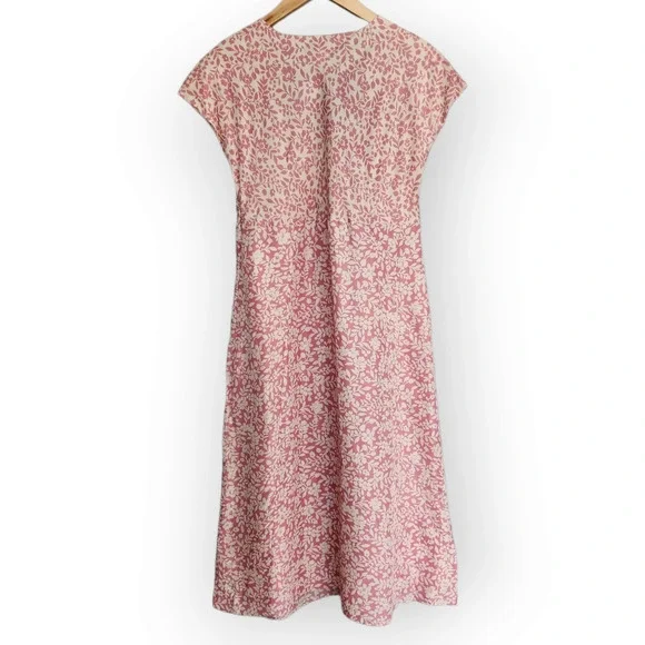 Y2K Isabella Bird White & Pink Floral V Neck Silk Midi Dress M - Picture 12 of 15